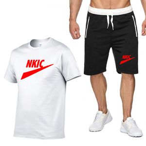Men's Sports Tracksuits Suit Summer Breathable T-shirt 2 piece Set Men Solid Color Fitness Gyms Running Sportswear Male Tracksuit