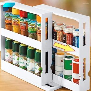 Lagerflaschen Peisi Swivel Store Kitchen Organizer Erweiterbares Gewürzregal und stapelbare Schrank Pantry Household Accessoires