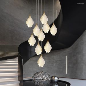 Lampy wisiork Nordic minimalistyczna ceramiczna restauracja magnolia el sprzedaż biuro projektant sypialnia sypialnia nocna schodowa płatek żyrandol płatka