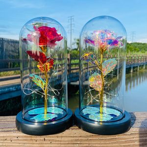 Manufacturers gold foil roses glass cover eternal flowers led light-emitting 520 Valentine's Day Christmas creative gift ornaments