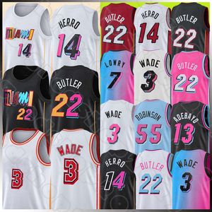 Jimmy Butler Tyler Herro Basketball 22 14 Maglie Dwyane Wade Kyle Lowry Bam 2022-2023 City Adebayo Duncan Robinson Jersey 3 13 7 55 Uomo Taglia S-XXL