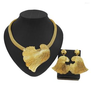 Colar Conjunto de Brincos Yulaili Estilo Brasil-Italiano Joias Banhadas a Ouro E Noiva Nigeriana Vestido de Noiva Dama de Honra Atacado