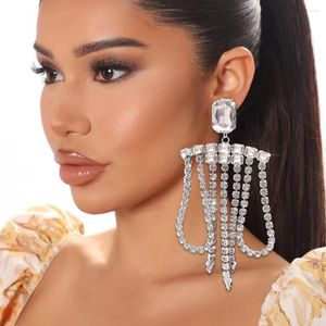 Dangle Earrings Exaggerated Large Balance Rhinestone Jewlery For Women Statement Ear Long Tassel Y2k Accessories