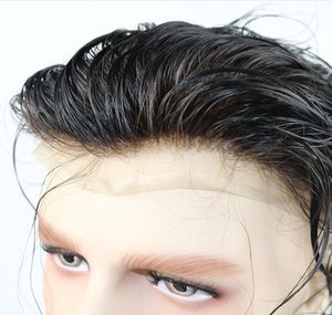 TransParet Swiss Lace Mens Hair交換システム100ライトからミディアム密度10x8インチ63色フルレースToupee2495018