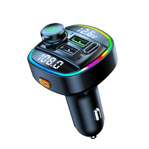 C22 Bluetooth Car Kit BT 5.0 FMトランスミッターQC3.0 PD 20W充電器高速充電MP3プレーヤー新しいデュアルディスプレイ電圧検出