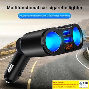 Carregador de carro USB duplo 2 Porta LCD Display Universal Car Cigarette Cigarte Socoque Splitter Plug Plug Acessório Carro Fast Charging Car