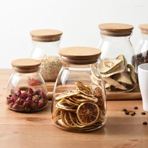 Storage Bottles Glass Spice Candy Jars With Wood Lid Cereal Container Dried Fruit Cookie Jar Kitchen Food Containers Christmas Gift