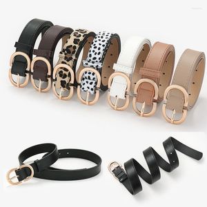 Belts Female Leopard Belt Snake Skin Print Thin Waistband PU Leather Gold Ring Heart Pin Metal Buckle Ladies