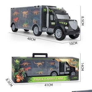 Science Discovery Education Toys Plastic Toys Dinosaur com 6 dinossauros transportador de caminh￣o Toy coletado Animais de carro ve￭culo Drop Grop G Dhzx2