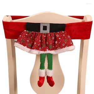 Chair Covers Christmas Cover Band Santa Claus Elf Skirt Decorations Dining Back Decor For Kitchen