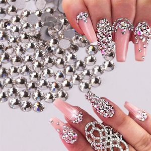 10 pacote set1440pcs por pacote de unha cristal de cristal branco vidro de vidro traseiro liso 3d charme diamante sloth glitters unhas de arte decorat270d