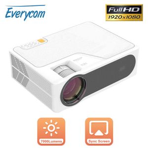 Проекторы Everycom YG625 FHD 1080P LED Projector 1080p Видео 250 Экран 7000 Lumens Miracast Wi -Fi Bluetooth Необязательный ЖК -фильм Beamer T221216