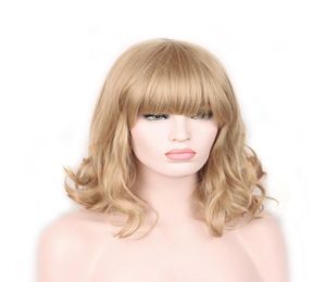 WIGS curta ondulada Wavy Curly Fashion Style REAL Retro Wig Girls Blonde7054337