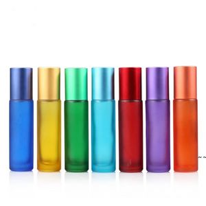 Blue Green Pink Black Amber Mini 10ml ROLL ON GLASS BOTTLE For Fragrances Stainless Steel Roller Ball tt1216