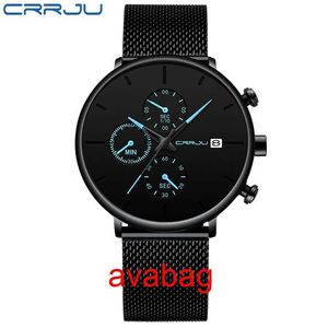 Wristwatches 2020 Mens Women StopWatches CRRJU Unique Design Luxury Sport Wrist Watch Stainless Steel Mesh Strap Men's Fashion Casual Date Watches