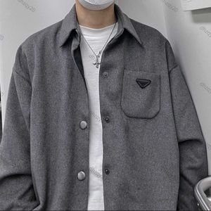 PD Woolen Jacket Designer Windbreaker Jackets Winter Warm Parka Metal Triangle Logo Grey Shirt Men and Women's Thicked Sweatshirt Casual Coat