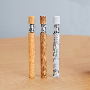 Colorful Wood Grain Aluminium Alloy Pipes Portable Spring Dry Herb Tobacco Cigarette Holder Innovative Design Catcher Taster Bat One Hitter Dugout Tips DHL