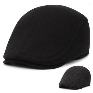 Berretti Top Level Plush Sboy Caps For Men Paraorecchie Baker Boy Cappello Autunno Inverno Caldo Berretto piatto Vintage Man Casual Cabbie Hats