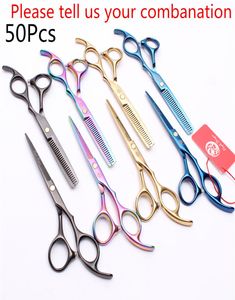 50PCS Z1005 55Quot 60Quot Japan Steel Purple Dragon Hairdresser039s Scissors Barber Shop Coting Shears Shears P6596311