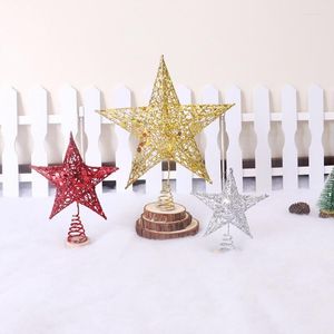 Decorazioni natalizie Stella di ferro per albero con glitter dorati da 20 cm per la casa Ornamenti natalizi Anno di Natale