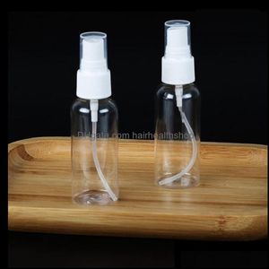 Garrafa de perfume garrafas de spray de plástico de 50 ml limpo vazio névoa fina mini viagem pequena recipiente de líquido reciclável Drop entrega de saúde dh9e2