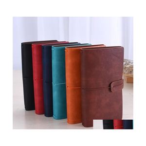 Notepads Solid Color Leather Notepad Notebook Handmade Vintage Diary Journal Books Retro Travel Sketchbook Office School Supplies Gi Dhurf