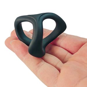 Sex Toy Massager Super Soft Three Ring Seminal Locking Liquid Silicone Triple Root Binding Penis Full and Tight Fun Sleeve