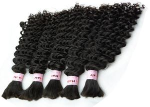 Deep Wave Brazilian Hair Extensions Buntle Curly Micro Flätor Human Bulk Hair Mix Längd 345 st Lot 1228Inch Full Head DHL7031764