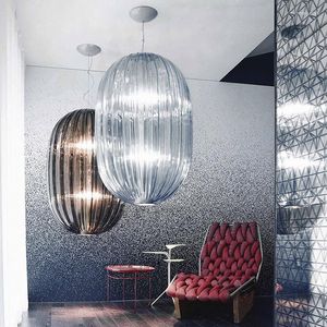 Lâmpadas pendentes de estilo italiano lustre da sala de estar escadas de quarto de jantar el lobby de vidro corrugado decorativo