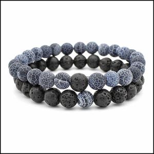 Beaded Classic Natural Stone Armband Men 8mm Lava Beads Braslet för cool cyklistpar Braclet Psera Mascina Armband Heren Gift Drop Otjmg