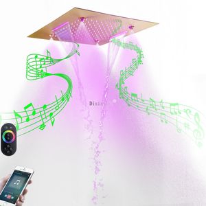 Soffione doccia a LED da 20 pollici SUS304 con altoparlanti musicali Sistema doccia incorporato a soffitto con pioggia nebbiosa e doccia a cascata