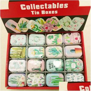 Storage Boxes Bins Cactus Style Mini Pill Case Collectables Box Diy Square Lipstick Small Tin 32Pcs/Box Q1130 Drop Delivery Home G Dh4Xa