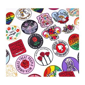 Ferramentas de no￧￵es de costura bordados de carta hippie bordados para roupas TV Badge Apparel adesivos Apliques Stripes Diy Biker em roupas Drop Dhp68