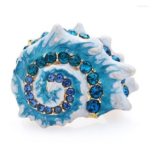 Броши Wulibaby Enamel Shell для женщин унисекс 3-цветные горный хрусталь морская раковина повседневная брошь для вечеринки булавка подарки