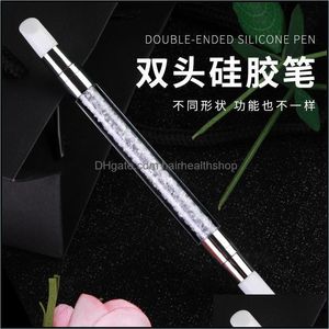Nail Brushes 1Pcs Art Decor Rhinestones Dotting Pen For Diy Mtifunctional Sile Double Head Drill Decal Embossing Rodnail Drop Delive Dhr9C