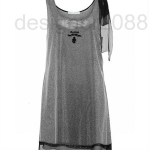 Casual Dresses Designer Crystal Shimmered Chiffon Vest Sleeveless Style Slim kjol f￶r Party P8p4
