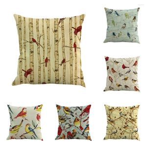 Poduszka Pretty Bird Covers dekoracyjna 45x45 cm osłona do krzesła samochodowego sofa 1 sztuka poliester naturalny widok na poduszkę