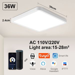 LED LED Seiling Light App صوت التحكم عن بُعد مربع 24W 36W لغرفة المعيش