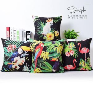 Almohada Flamingo Birds Parrot Cover Hojas tropicales Animal Pattern Green Decorativo Throw Case Beautiful Covers