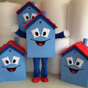 Halloween Blue House Mascot Traje Fanche Party Dress Dress Halloween Carnival Trajes Tamanho do adulto