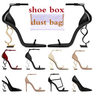 Kadın Tasarımcılar yüksek topuk Elbise Ayakkabı Ayak Bileği Kayışı Roma Damızlık sandal Perçinler stiletto tıknaz topuklu 6 8 10 CM sivri burnu açık Hakiki Deri