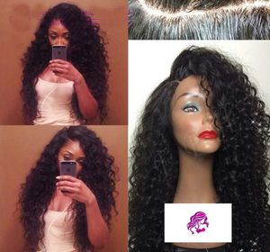Large Stock Side Part Deep wave Curly Human Hair Lace Wig Peruvian Virgin Hair Lace Front Wigs Full Lace Wig9666292