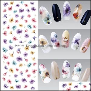 Aufkleber Abziehbilder Diy Wassertransfer Nägel Kunst Aufkleber Farbe Lila Fantasie Blumen Nail Wraps Folie Maniküre Drop Lieferung Gesundheit B Dhoez