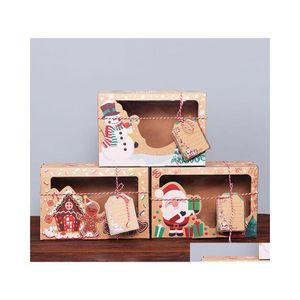 Gift Wrap 12Pcs European Style Kraft Paper Box Large Christmas Candy Pvc Window Biscuit Drop Delivery Home Garden Festive Party Supp Dhwpv