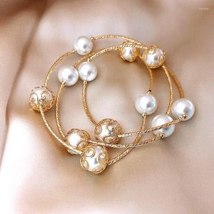 Strand Fashion Pearl Crystal Bracelet Brzechowie dla kobiet 2022 Girls Three Warstwa Bransoletka Bransoletka Kobieta prosta akcesoria biżuterii Prezenty