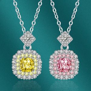 Nuovo commercio all'ingrosso di cristallo del pendente della collana delle signore dei gioielli di cerimonia nuziale di modo del pendente di Moissanite quadrato giallo rosa