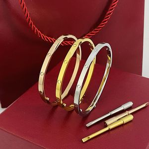 4MM Thin 6th Titanium Steel Bangle Designer Women Men Love Bracelet Bangles silver rose gold Screw Screwdriver Nail Bracelet Couple Jewelry size 16 17 18 19cm