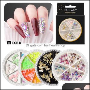 Nail Art Decorations Rhinestones Foil Chip Mtisize Gems Metal Rivets Studs For Salon Stuff Supplies Drop Delivery Health Beauty Dh2Zx