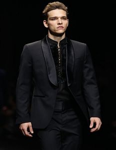 Novos homens negros Tuxedos de casamento noivo Use xale lapela slim fit Men blazer baile jantar vestido de roupas formais preços de fábrica