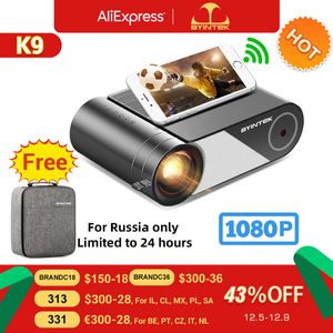 Projektory Byintek K9 WiFi bezprzewodowe telewizor mini przenośny film LCD Home Theatre HD LED 1080p Projektor dla iPhone'a smartfona 3D 4K Cinema T221216